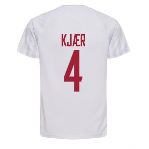 Denmark Simon Kjaer #4 Replica Away Shirt World Cup 2022 Short Sleeve